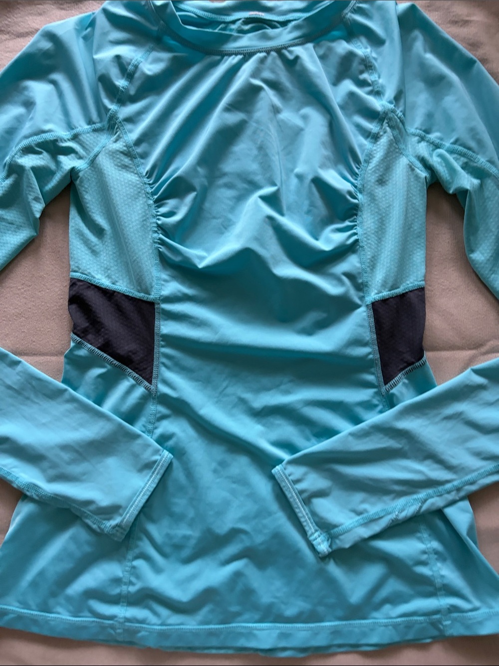 lululemon athletica Aqua Blue Long-Sleeve Performance Top with Black Accents 2